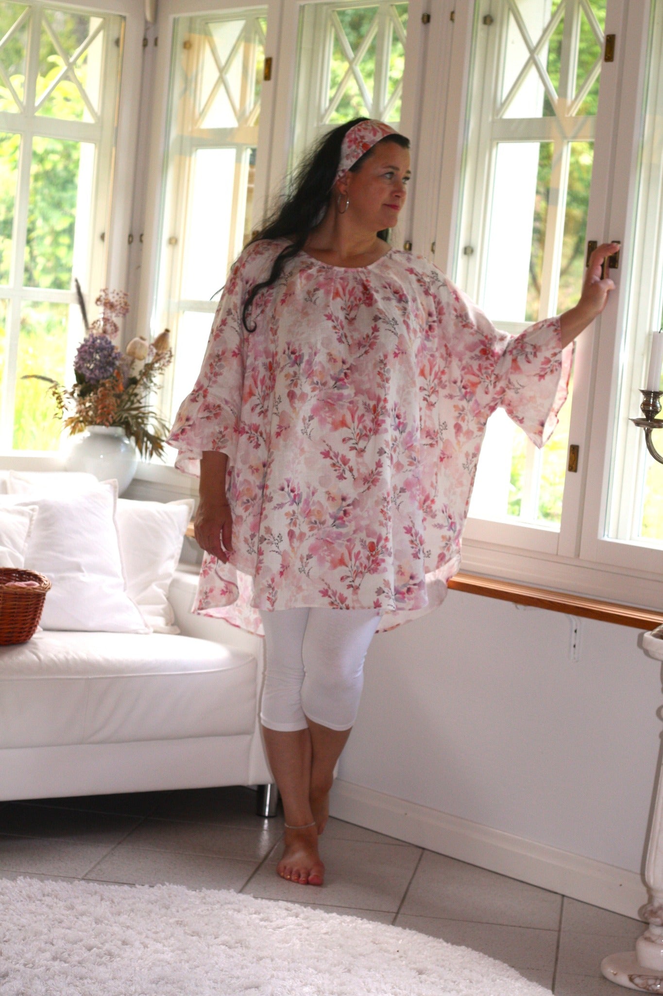 Kukallinen Roosa Pellavatunika: Kauneus, Joka Kukkii Aina 🌸