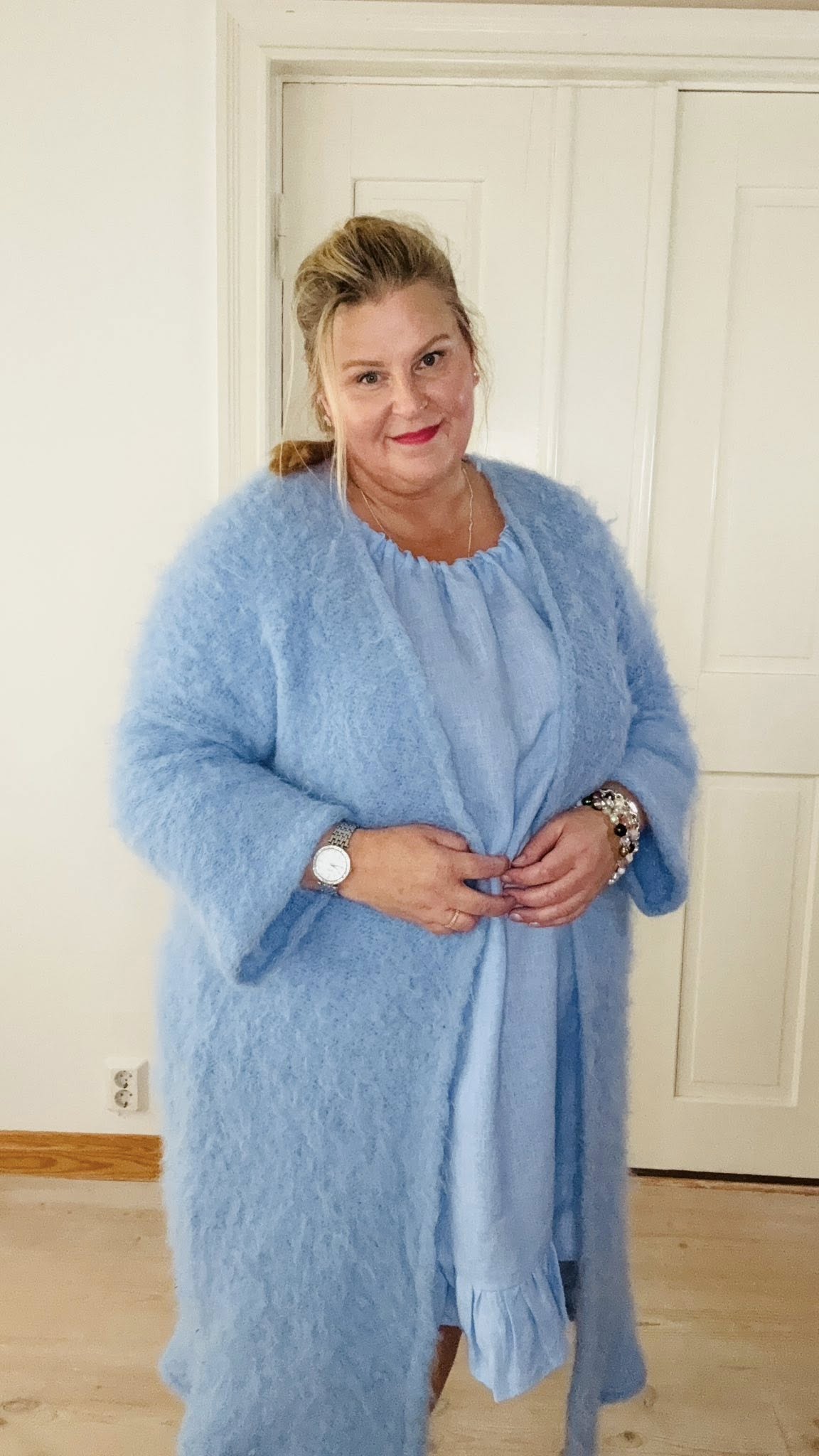 Sara pellavamekko vaaleansininen