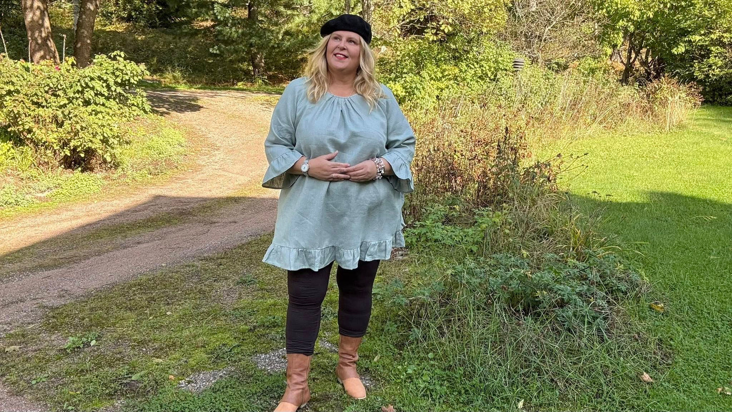 Pellavatunika Murrettu Vihreä: Vapauden Tuntu Kevyessä Pellavassa 🤍