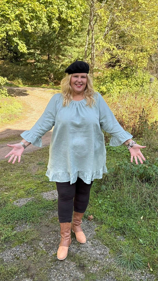 Pellavatunika Murrettu Vihreä: Vapauden Tuntu Kevyessä Pellavassa 🤍