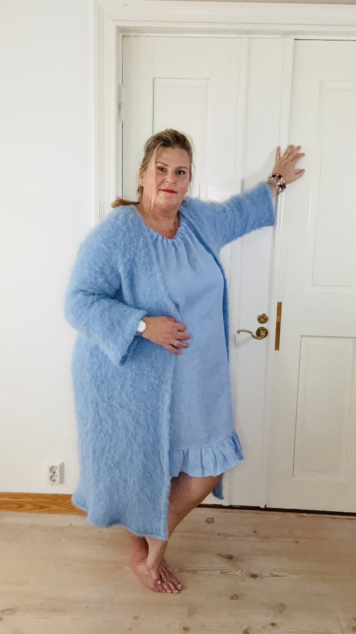 Sara pellavamekko vaaleansininen