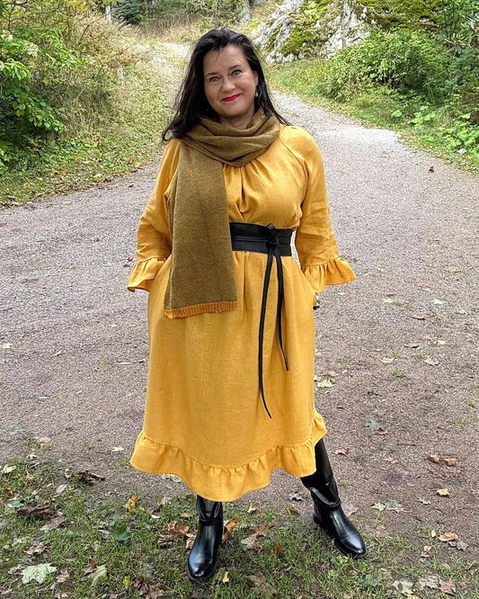 Pellavamekko Keltainen Marie: Ajatonta Kauneutta