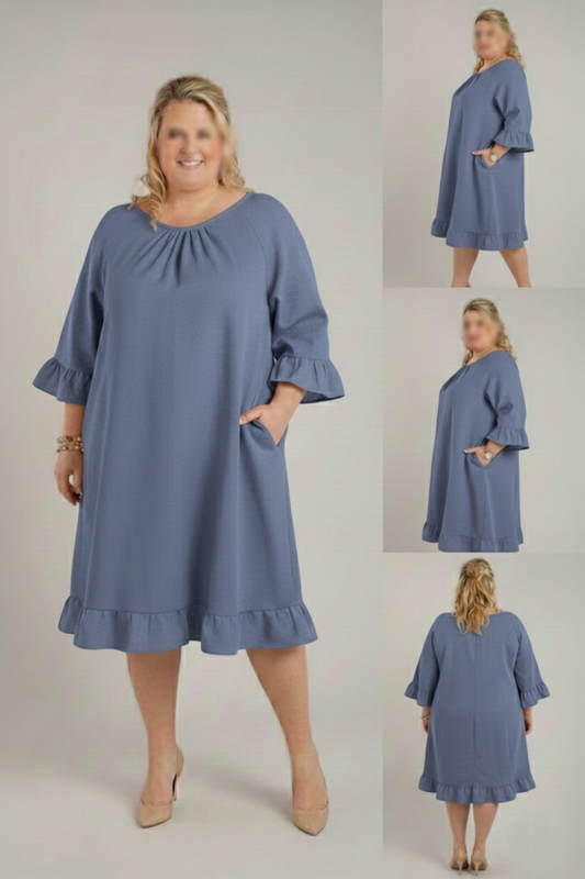 Marie Leinenkleid Blau Grau