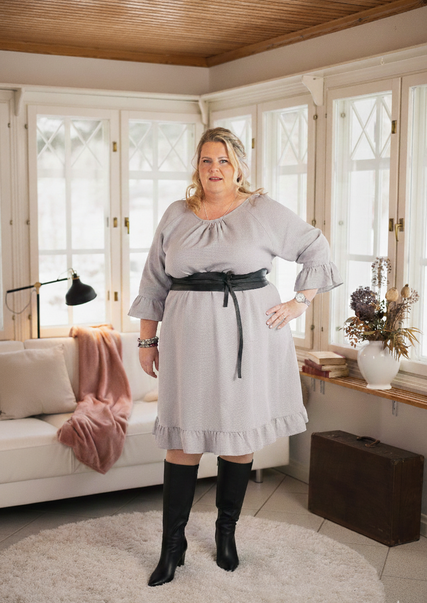 Marie Linen Dress Blue Grey