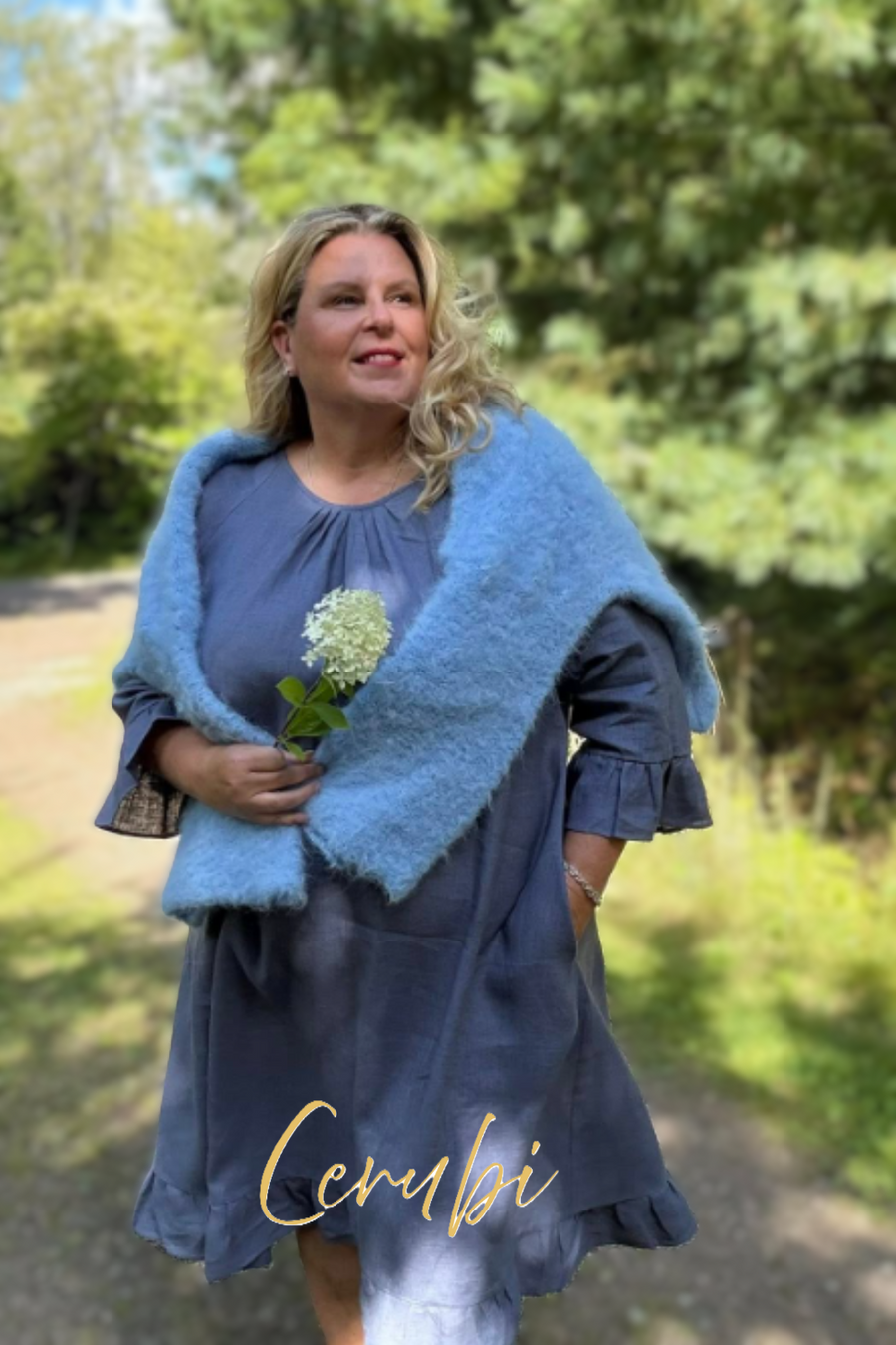 Marie Leinenkleid Blau Grau