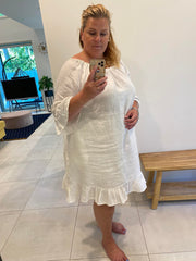 Sara Leinenkleid Weiß