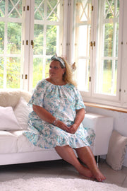 Rosa Leinenkleid Blau Grün