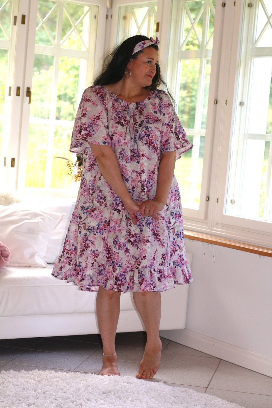 Rosa Leinenkleid Blau Grün