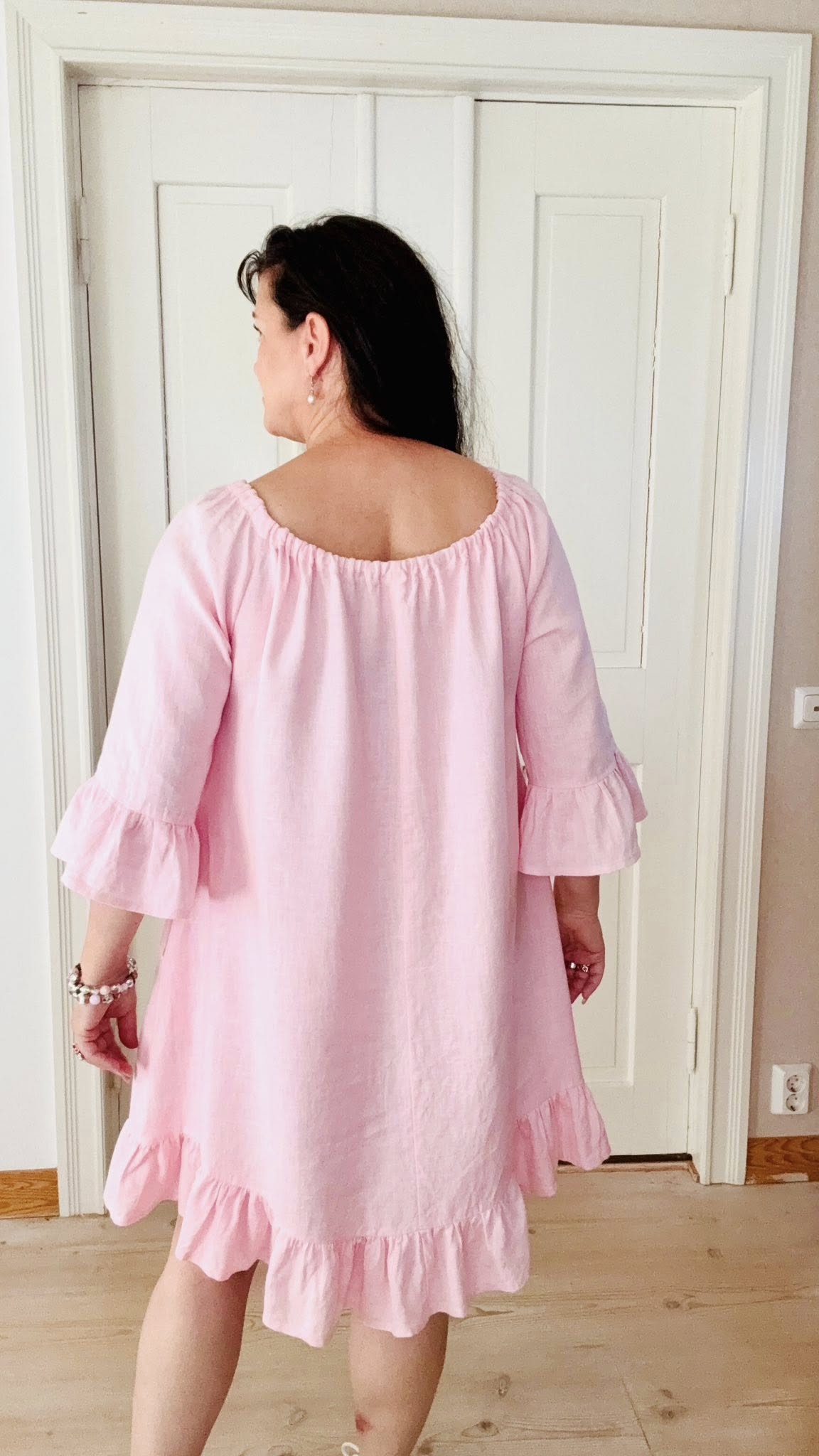 Sara pellavamekko vaaleanpunainen