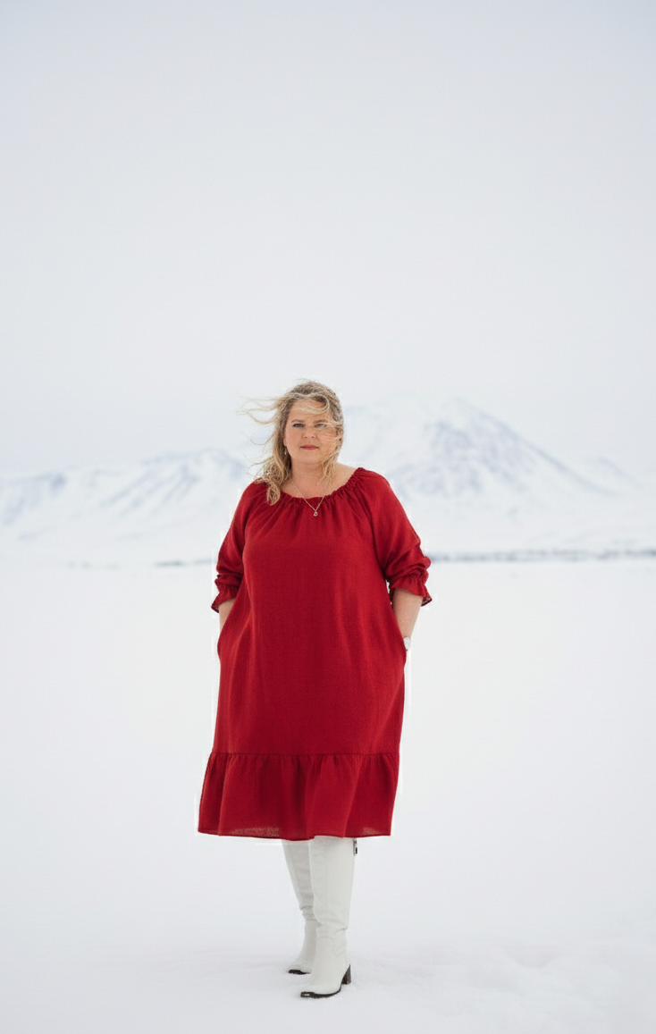 Bella Linen Dress Red 