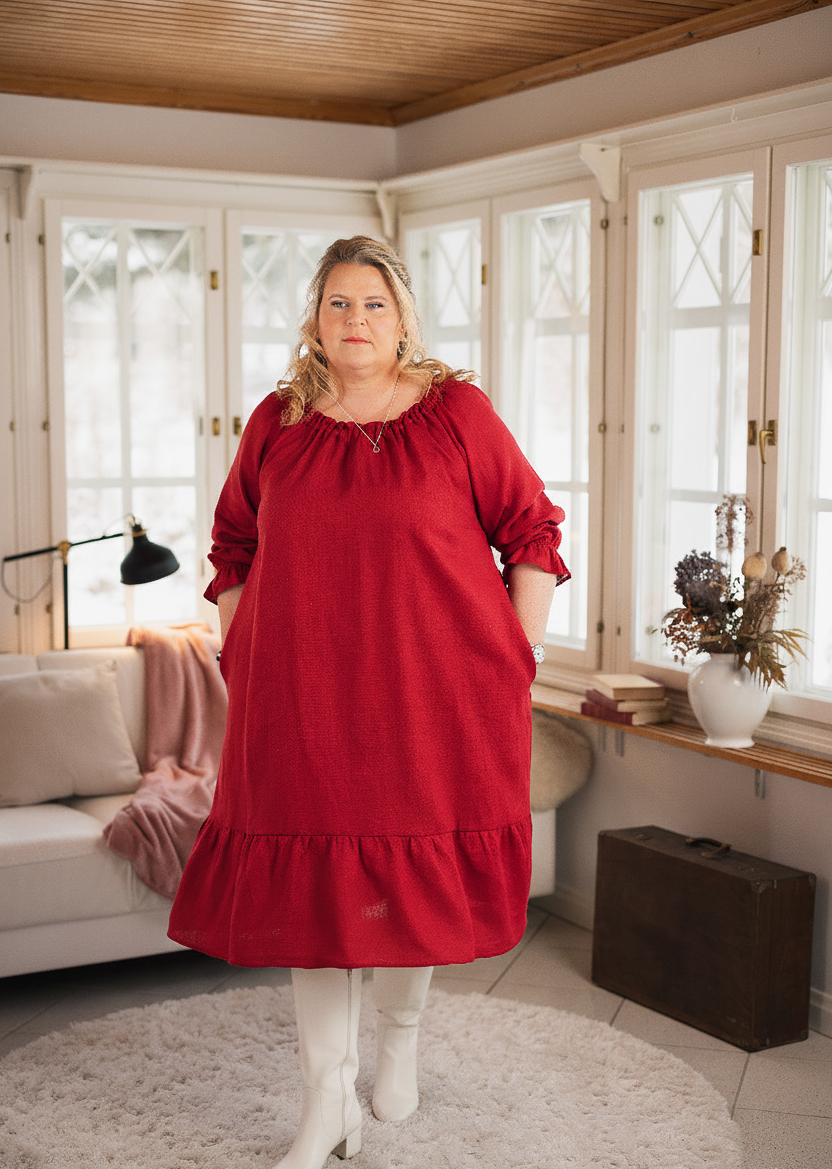 Bella Linen Dress Red 