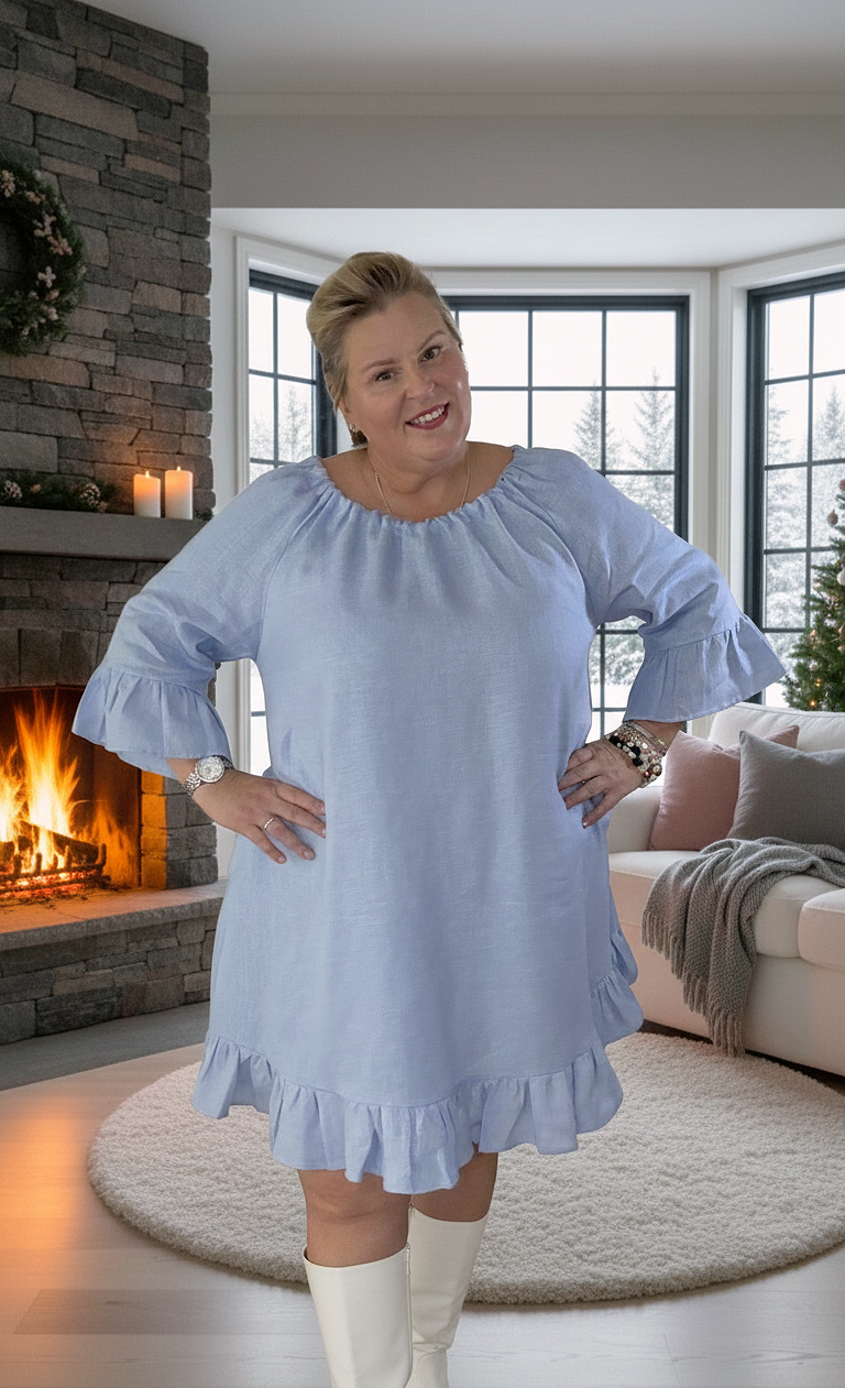 Cerubi Plus Linen Dress White