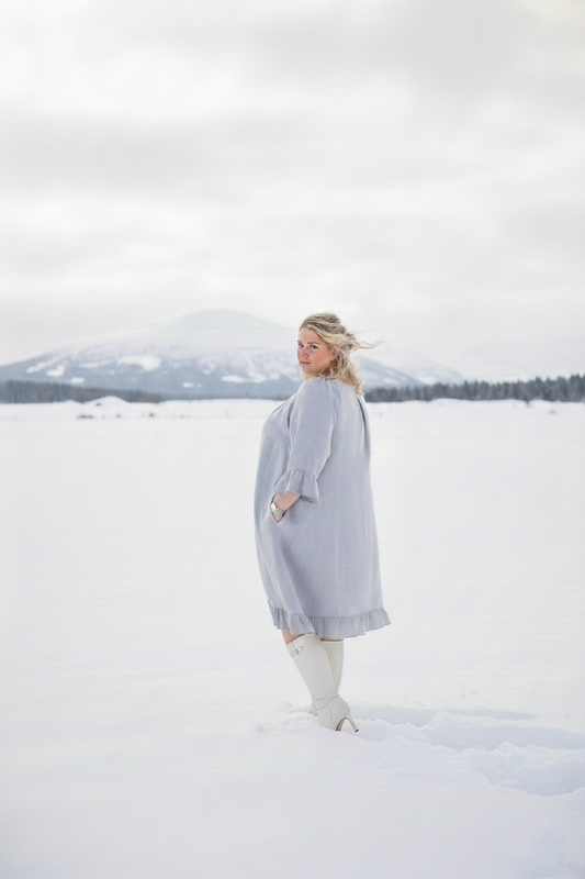 Marie Leinenkleid Blau Grau