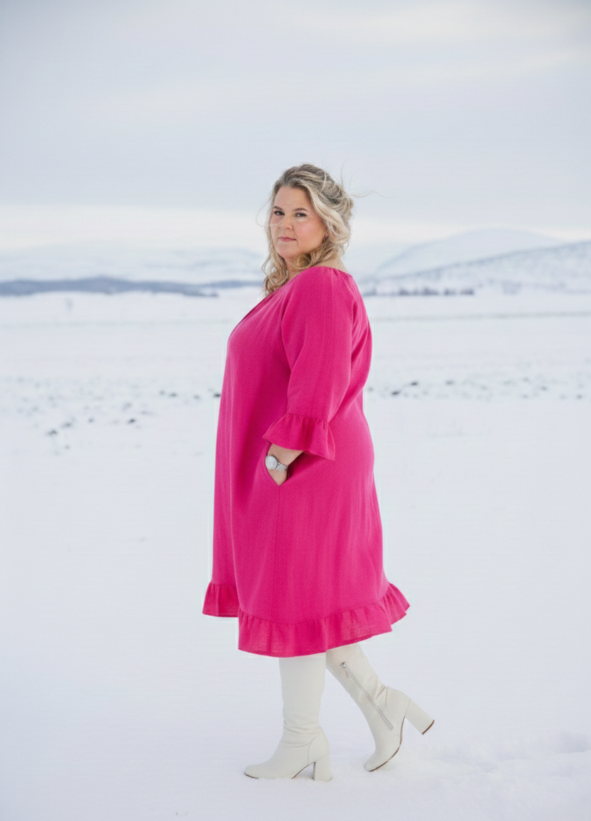 Marie Linen Dress Blue Grey