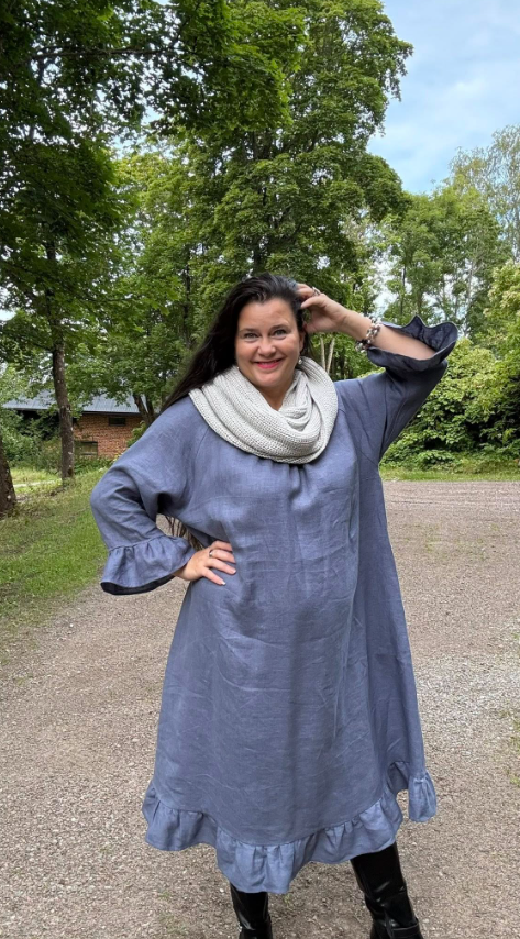 Marie Pellavamekko Siniharmaa